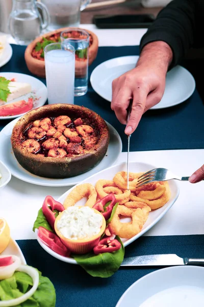 Traditionelles Türkisches Und Griechisches Dinner Meze Tisch — Stockfoto