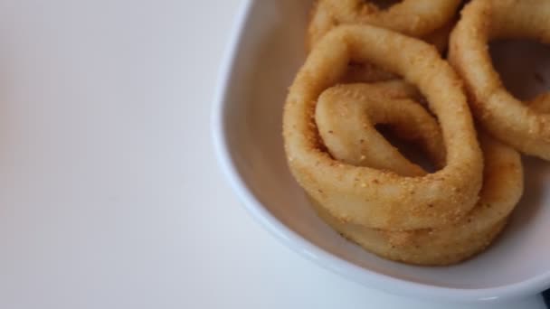 Calamar Fruits Mer Frits Calamars Avec Sauce — Video