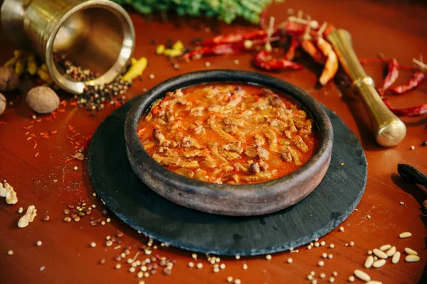 Meat Saute Traditional Pan Sac Kavurma Turkish Food — Stock Photo, Image