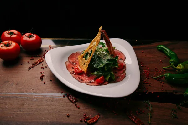 Salmão Cozido Com Alguns Legumes — Fotografia de Stock