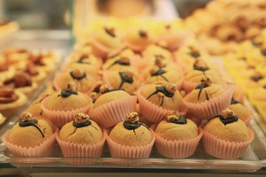 Bir grup çeşit kurabiye. Çikolata parçacıklı, yulaflı, kuru üzümlü, beyaz çikolatalı.