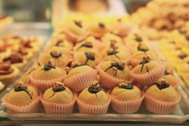 Bir grup çeşit kurabiye. Çikolata parçacıklı, yulaflı, kuru üzümlü, beyaz çikolatalı.