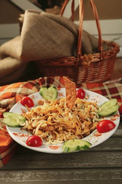 Lezzetli soslu lezzetli klasik İtalyan makarnası..