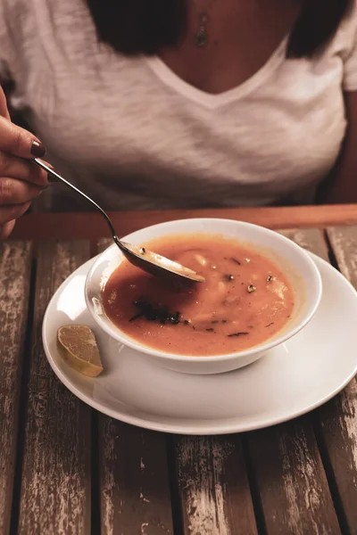 Sopa Deliciosa Sopa Verduras Cuenco — Foto de Stock
