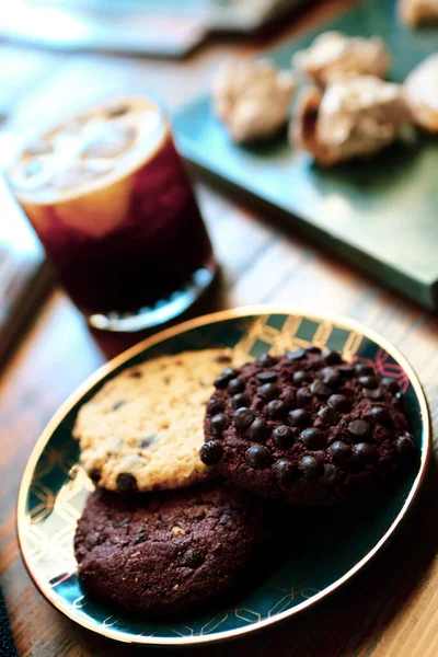 Glass Filter Coffee Delicious Cookies — Stock Photo, Image