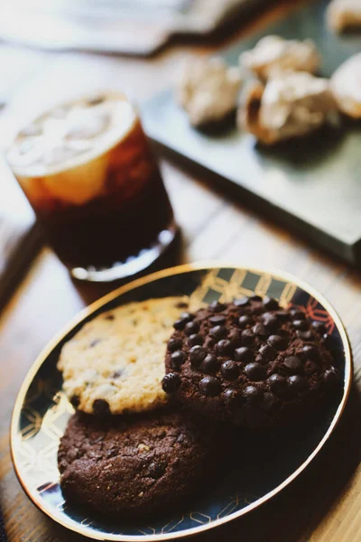 Glass Filter Coffee Delicious Cookies — Stock Photo, Image