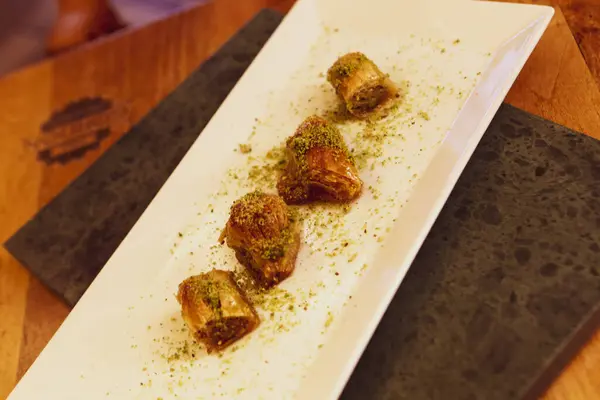 Sobremesa Tradicional Turca Baklava Com Caju Nozes Baklava Caseira Com — Fotografia de Stock