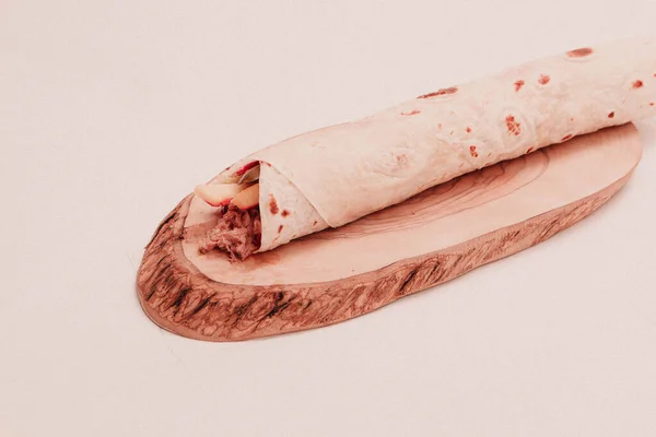 Deliciosa Carne Durum Kebap Turco Envoltório Sanduíche — Fotografia de Stock