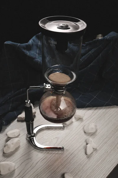 Preparação Café Com Êmbolo Café Chemex — Fotografia de Stock