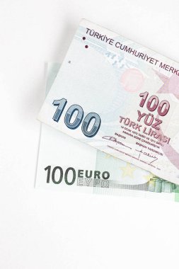 Türk Lirası ve Euro banknotları