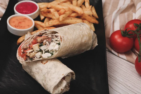 Délicieux Durum Viande Kebap Turc Sandwich Wrap — Photo