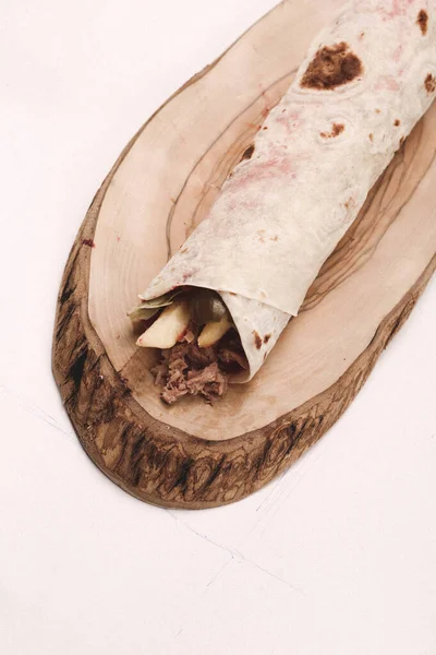 Köstliches Fleisch Durum Türkischer Kebap Sandwich Wrap — Stockfoto