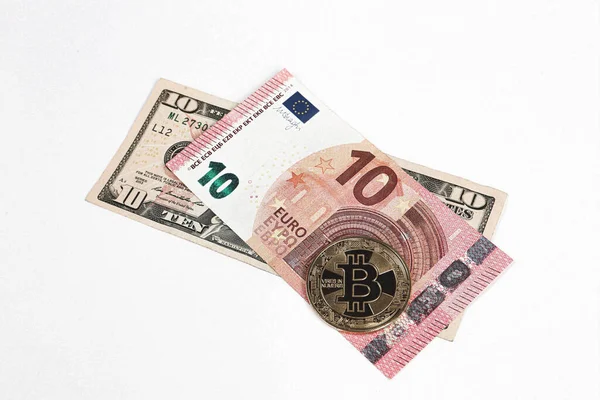 Euro Yhdysvaltain Dollareita Bitcoin — kuvapankkivalokuva