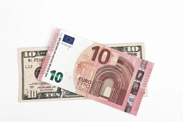 私たちドルとユーロ紙幣のお金 — ストック写真