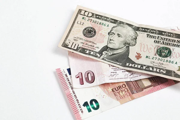 Τραπεζογραμμάτια Τουρκικών Λιρών Δολάρια Ηπα Και Ευρώ — Φωτογραφία Αρχείου