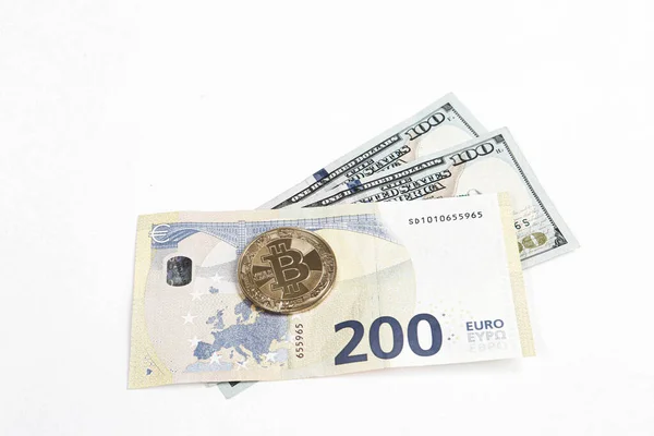 Euro Dollar Und Bitcoin — Stockfoto