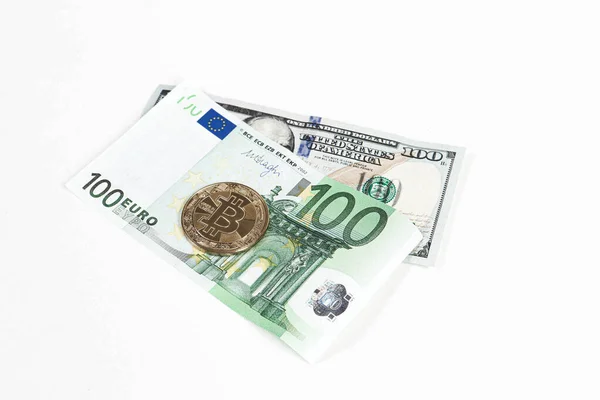Euro Dólares Estadounidenses Bitcoin —  Fotos de Stock