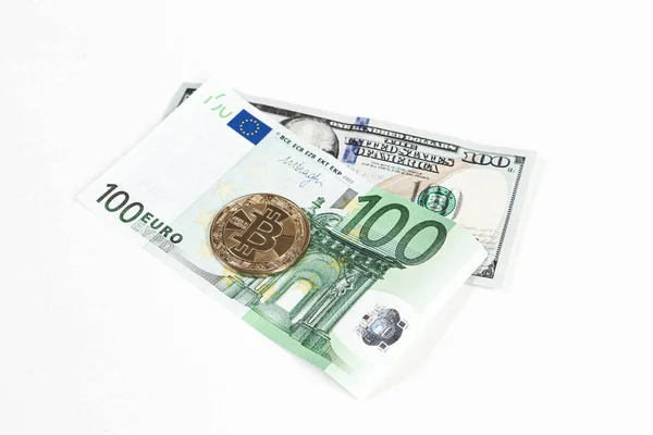 Euro Dollari Usa Bitcoin — Foto Stock