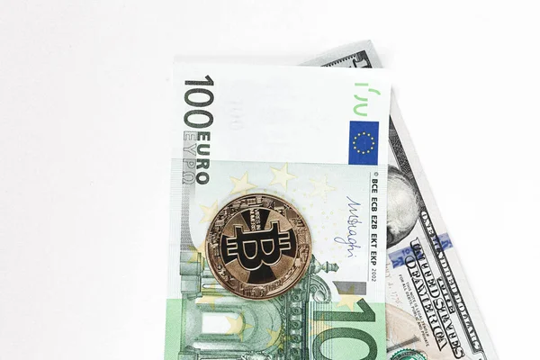 Euro Dollar Und Bitcoin — Stockfoto