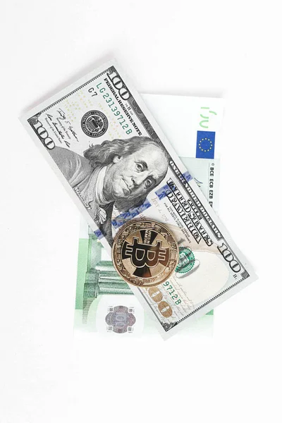 Euro Dollars Bitcoin — Stockfoto