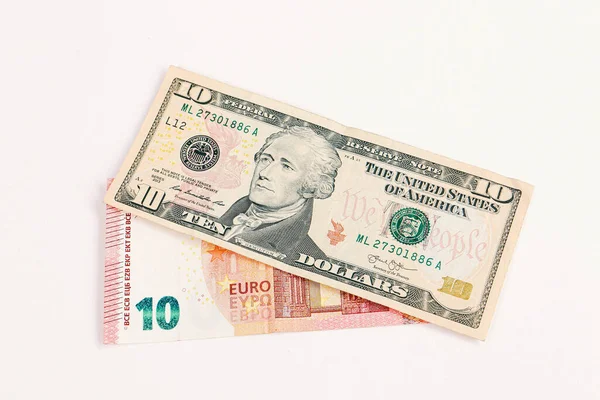 我们美元和欧元钞票钱 — 图库照片