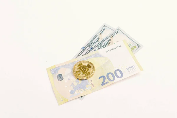 Euro Dollari Usa Bitcoin — Foto Stock