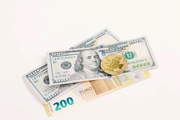 Euro Dollar Und Bitcoin — Stockfoto