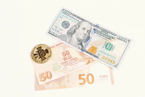 Multi Euro Dolar Cash Coin Different Type New Generation Banknotes — 图库照片