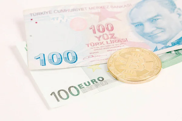 Euro Lira Turca Bitcoin — Foto Stock