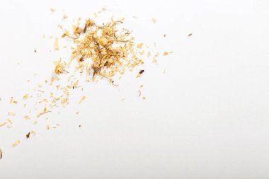 Dağınık çiçek parçaları beyaz arkaplanda izole edilmiş