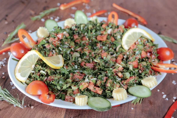 Placă Salată Proaspătă Verdeață Mixtă — Fotografie, imagine de stoc
