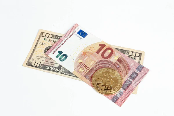 Euro Dollars Bitcoin — Stockfoto