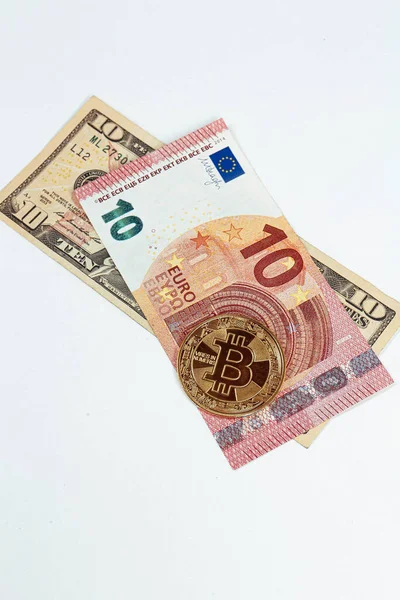 Euro Dollar Und Bitcoin — Stockfoto