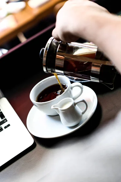 Una Taza Café Mesa — Foto de Stock