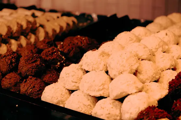 Skupina Různých Sušenek Čokoládové Lupínky Ovesné Vločky Bílá Čokoláda — Stock fotografie