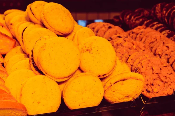 Groep Van Diverse Koekjes Chocolade Havermout Rozijnen Witte Chocolade — Stockfoto