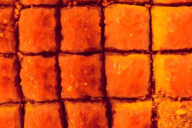 Geleneksel hindistancevizli tatlı baklavası. Ev yapımı fındıklı ve ballı baklava..