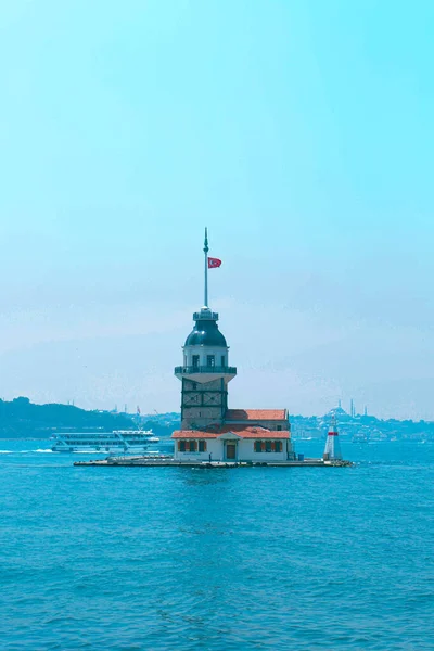 Девичья Башня Стамбул Турция Kulesi Известная Башня Леандра Башня Леандроса — стоковое фото