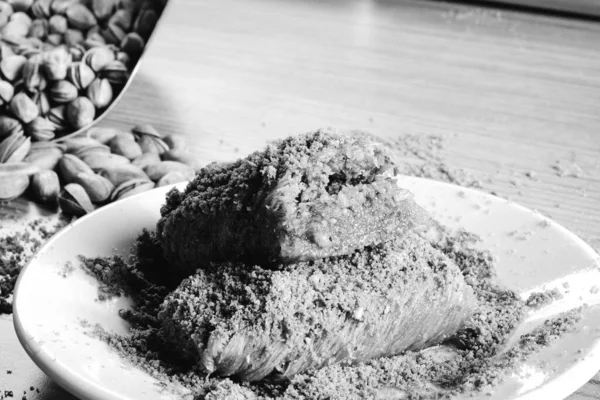Sobremesa Tradicional Turca Baklava Com Caju Nozes Baklava Caseira Com — Fotografia de Stock