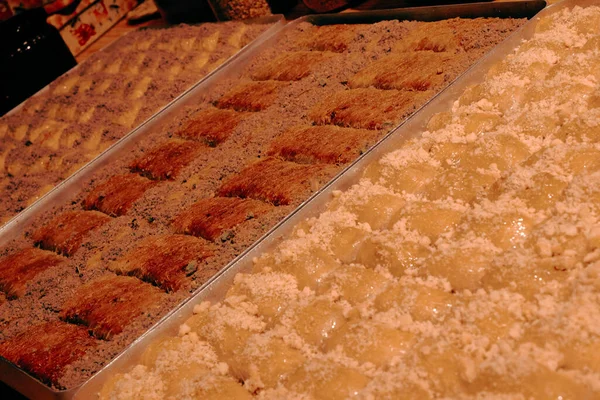 Παραδοσιακό Τούρκικο Γλυκό Μπακλαβά Κάσιους Καρύδια Σπιτικός Μπακλαβάς Ξηρούς Καρπούς — Φωτογραφία Αρχείου
