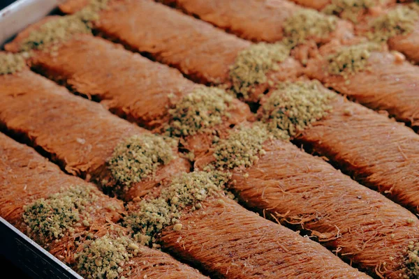 Baklava Tradicional Postre Turco Con Anacardo Nueces Baklava Casera Con —  Fotos de Stock