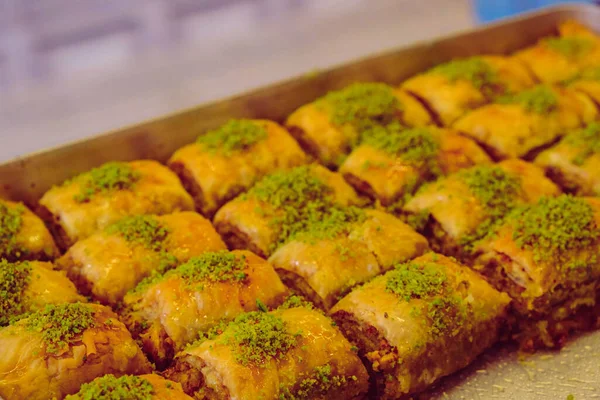 Baklava Tradicional Postre Turco Con Anacardo Nueces Baklava Casera Con —  Fotos de Stock