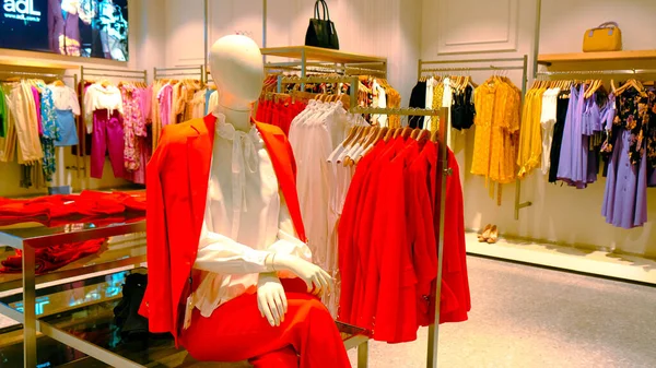 Clothes Hanging Shelf Store — Stock Photo, Image