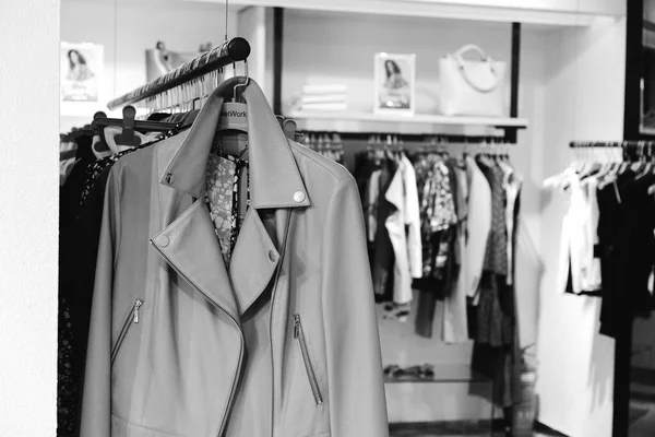 Clothes Hanging Shelf Store — Stock Photo, Image