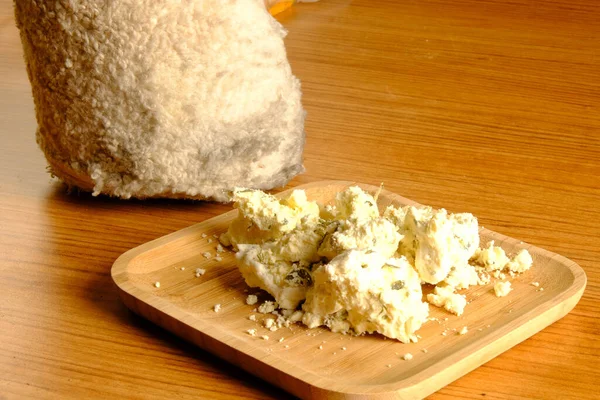 Delicious Varieties Cheese Cheddar Standing Table — Stock Photo, Image