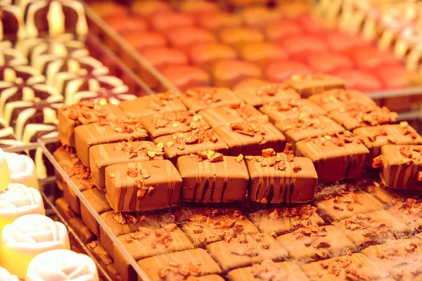 Una Gran Cantidad Variedad Pralinés Chocolate — Foto de Stock