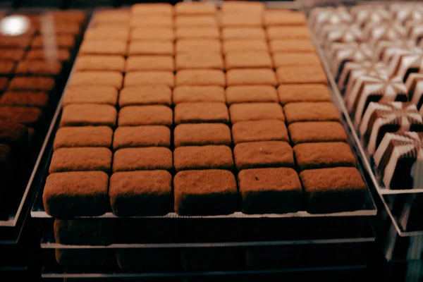 Una Gran Cantidad Variedad Pralinés Chocolate — Foto de Stock