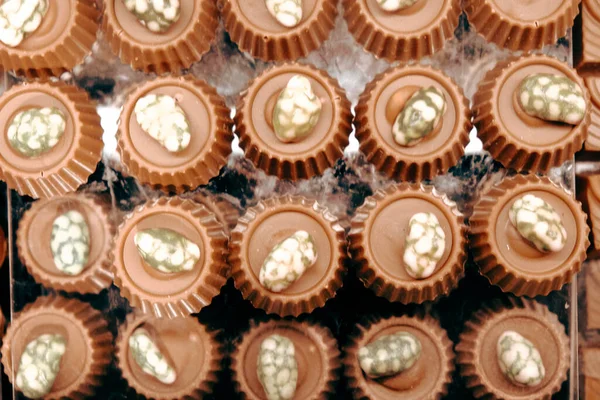 Una Gran Cantidad Variedad Pralinés Chocolate — Foto de Stock