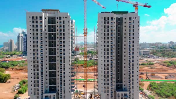 Бат Израиль Июля 2022 Вид Воздуха Строительство Роскошных Апартаментов Фоне — стоковое видео