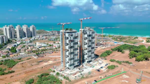 Bat Yam Israele Luglio 2022 Vista Aerea Nuovi Edifici Con — Video Stock